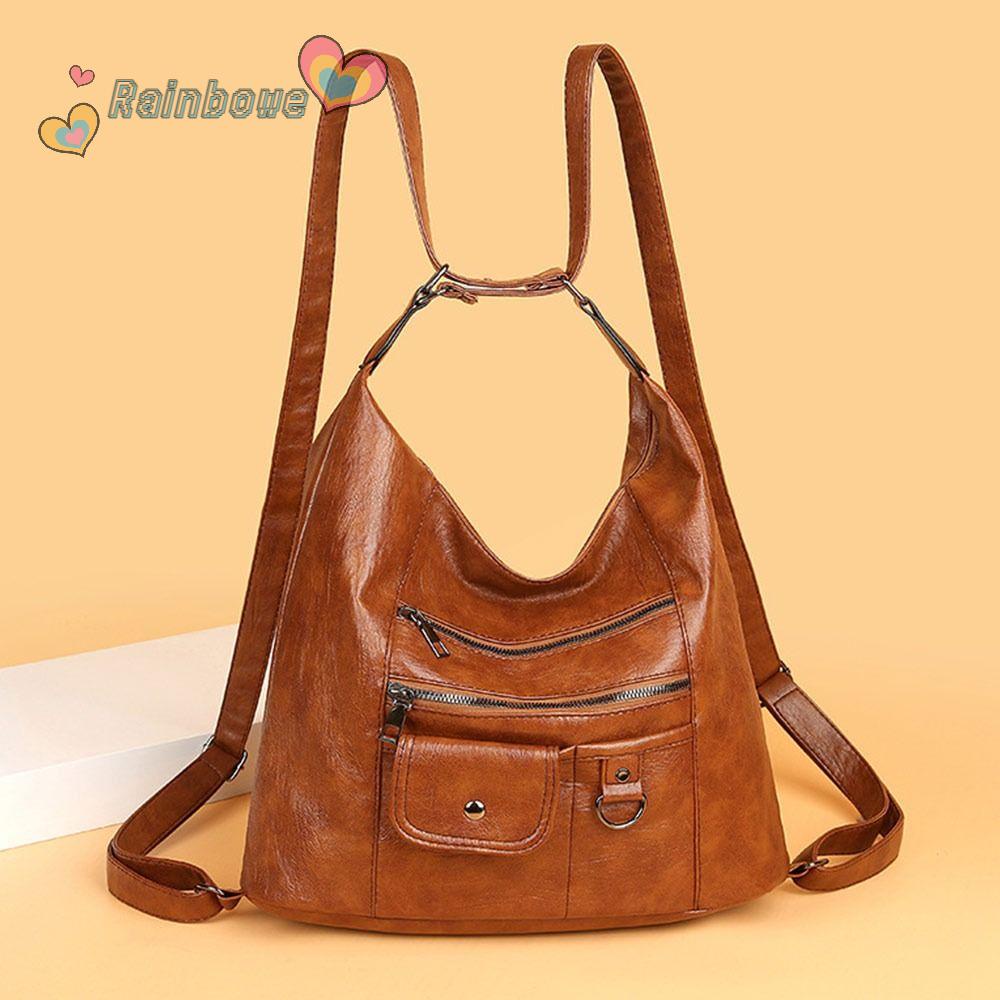 Túi Đeo Chéo Da PU Nhiều Ngăn Màu Cầu Vồng