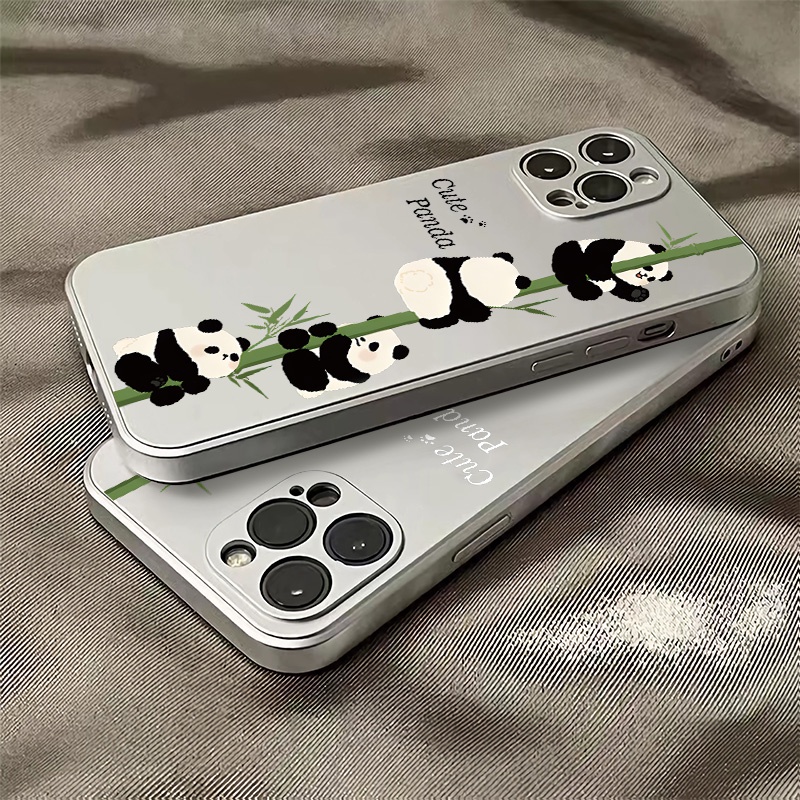 Ốp Điện Thoại TPU Silicon Mềm Mạ Điện Hình Gấu Trúc Chống Sốc Cho IPhone 14 13 12 Pro Max 11 XS XR X 8 + 7 6S Plus