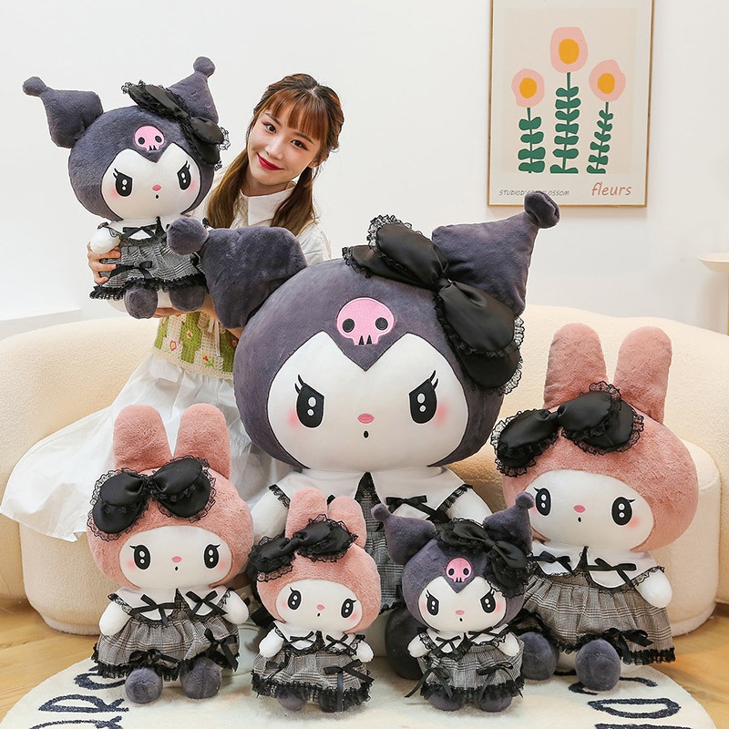 Búp Bê Nhồi Bông Hình Sanrio Kurome Melody Màu Tối Phong Cách Gothic