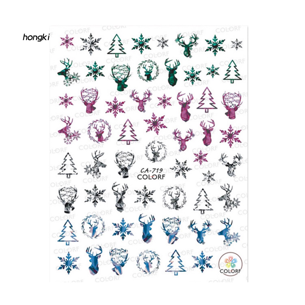 Miếng Dán Trang Trí Móng Tay Họa Tiết Giáng Sinh 3D Không Phai Màu