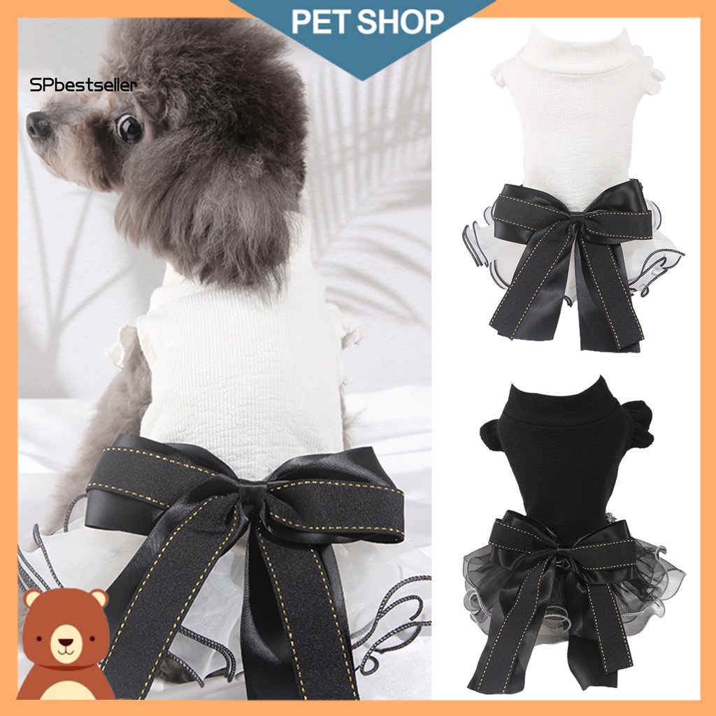 Spbestsellkr Đầm Nhún Bèo Thoáng Khí Thắt Nơ Lớn Sành Điệu Cuộc Sống Hàng Ngày Cho Cún Cưng