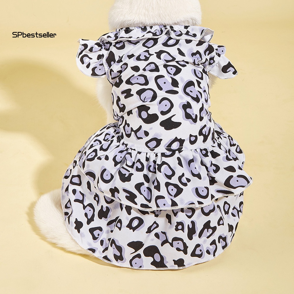 Spbestsellkr Đầm Hai Lớp Bằng Polyester In Họa Tiết Da Báo Tinh Tế Đáng Yêu Dành Cho Thú Cưng Tại Nhà