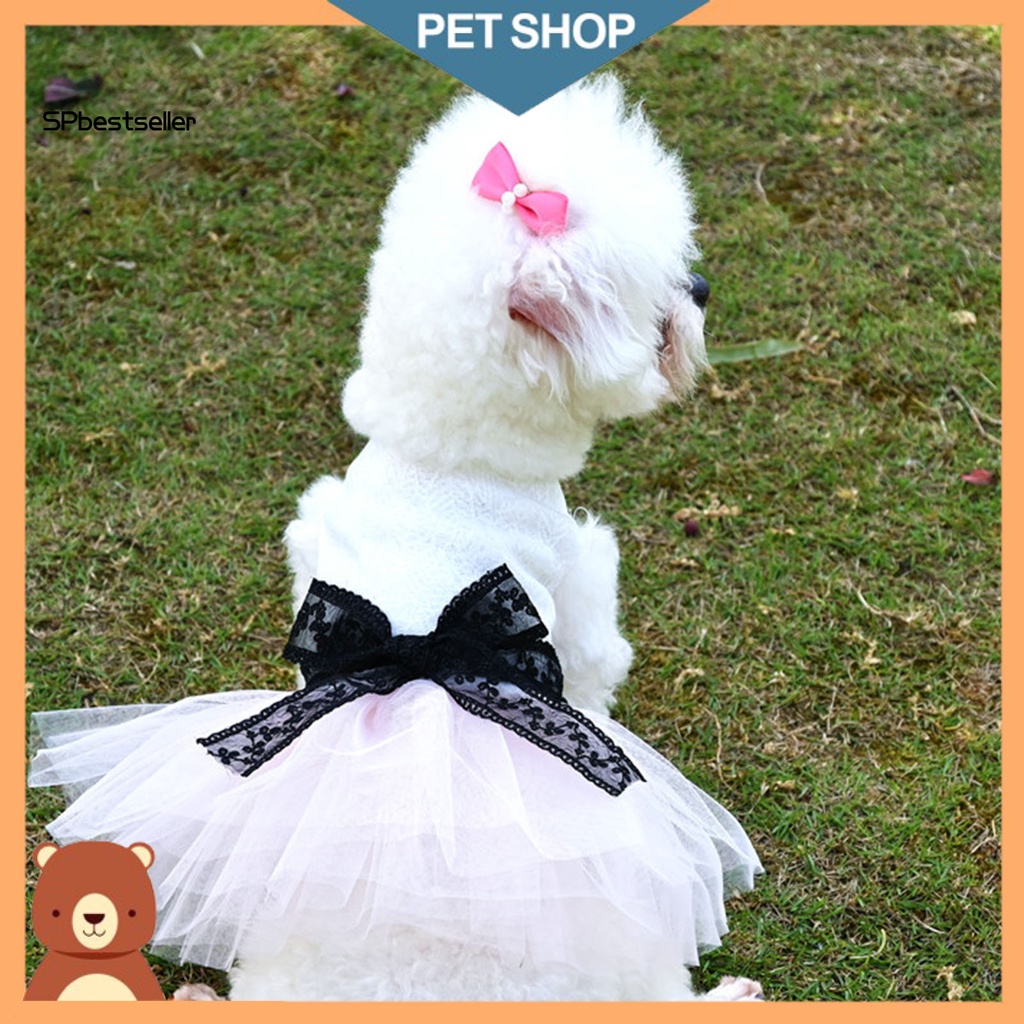 Spbestsellkr Đầm Lưới Thắt Nơ Viền Lưới Thoáng Khí Có Thể Phân Hủy Dành Cho Cún Cưng Trong Đám Cưới