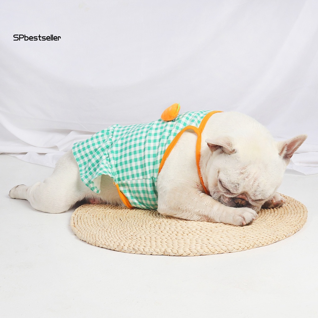 Đầm Hai Dây Họa Tiết Caro / Cà Rốt Dễ Thương Thời Trang Mùa Hè Cho Cún Cưng