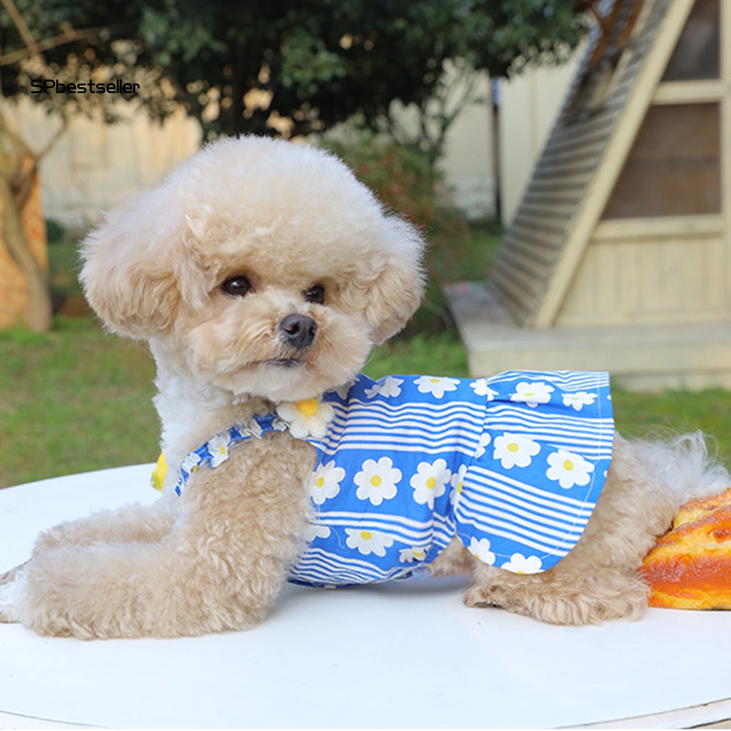 Đầm Không Tay In Hoa Cài Nút Thời Trang Mùa Hè Xinh Xắn Cho Cún Cưng