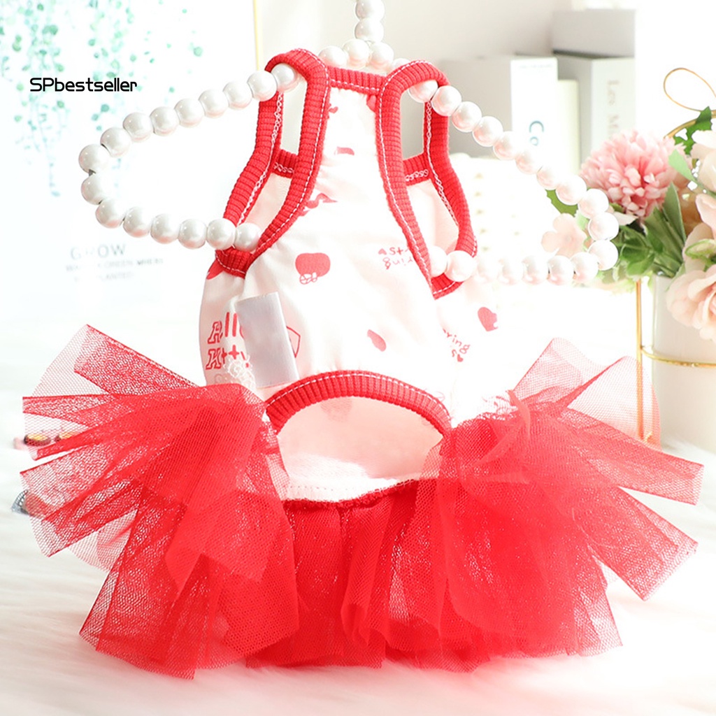 Đầm Vải Tuyn Không Tay Mềm Mại In Hình Hoạt Hình Dành Cho Cún Cưng