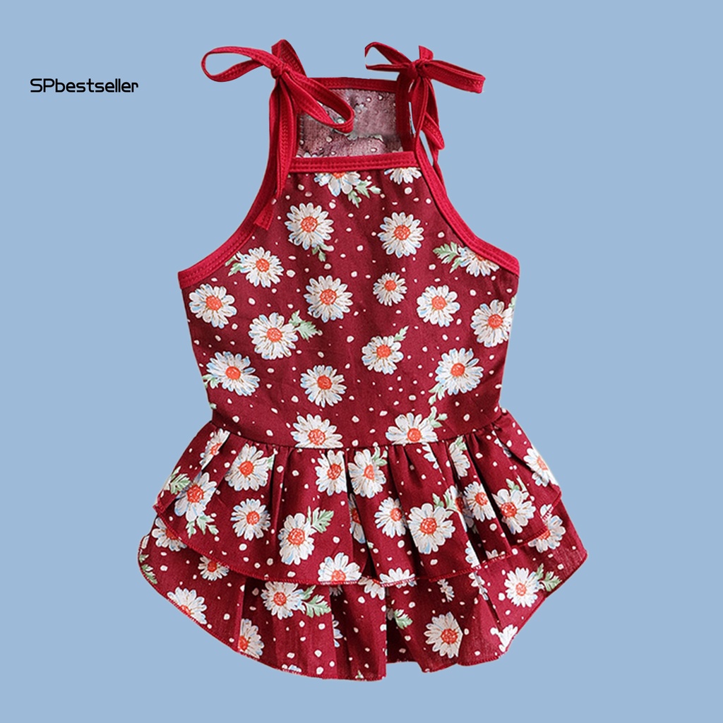 Đầm Hai Dây Thấm Hút Mồ Hôi Họa Tiết Hoa Xinh Xắn Cho Thú Cưng