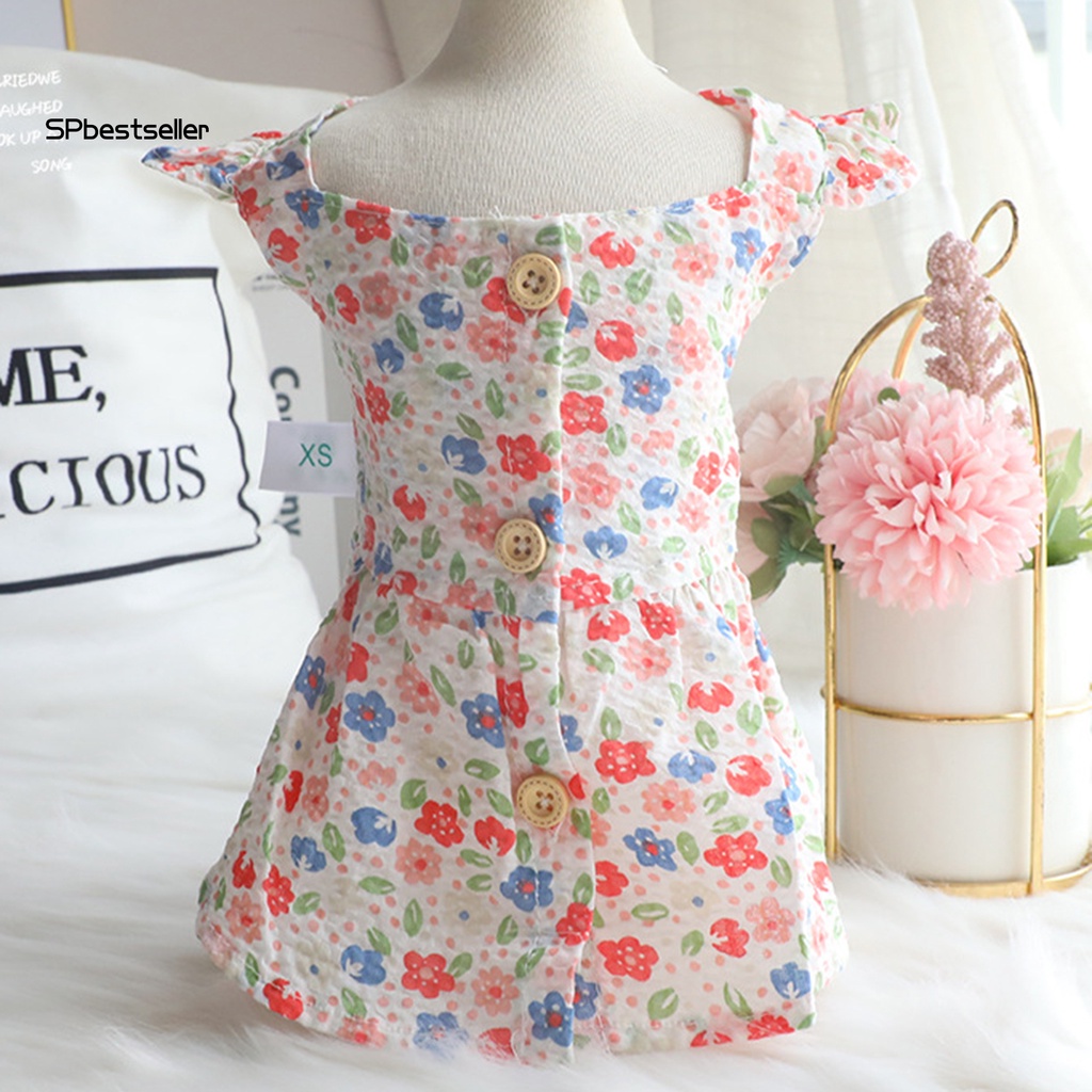 Đầm In Hoa Thoáng Khí Thời Trang Mùa Hè Xinh Xắn Cho Thú Cưng