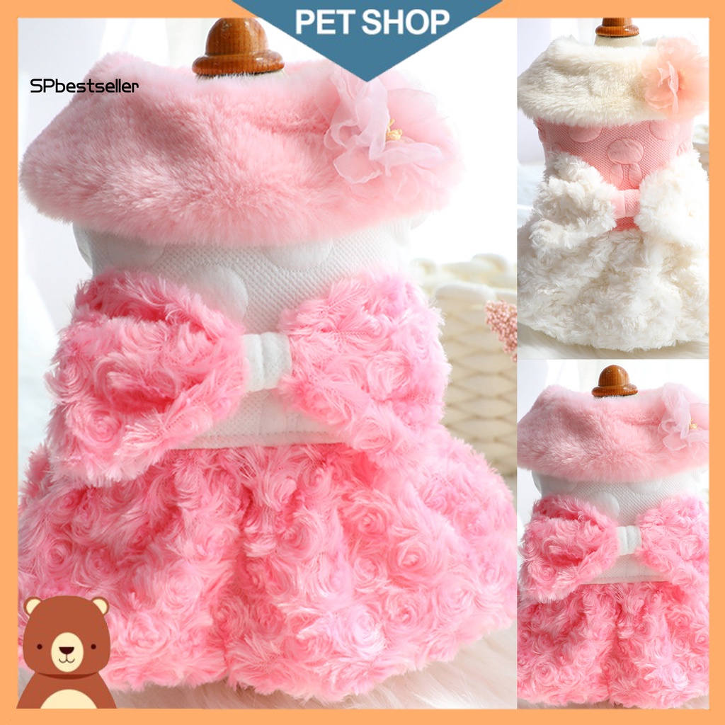 Đầm Công Chúa Cổ Bẻ Chất Liệu Mềm Mại Thời Trang Mùa Đông Xinh Xắn Cho Thú Cưng