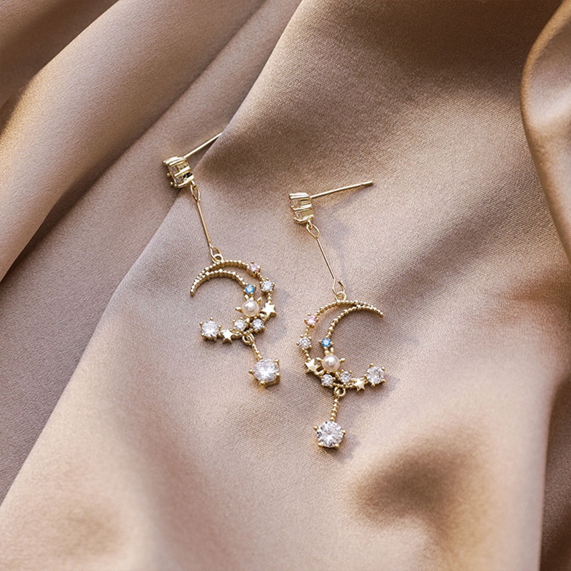 Bông Tai Đính Đá Zircon Hình Giọt Nước Phối Tua Rua Phong Cách Cổ Điển Thời Trang Cho Nữ