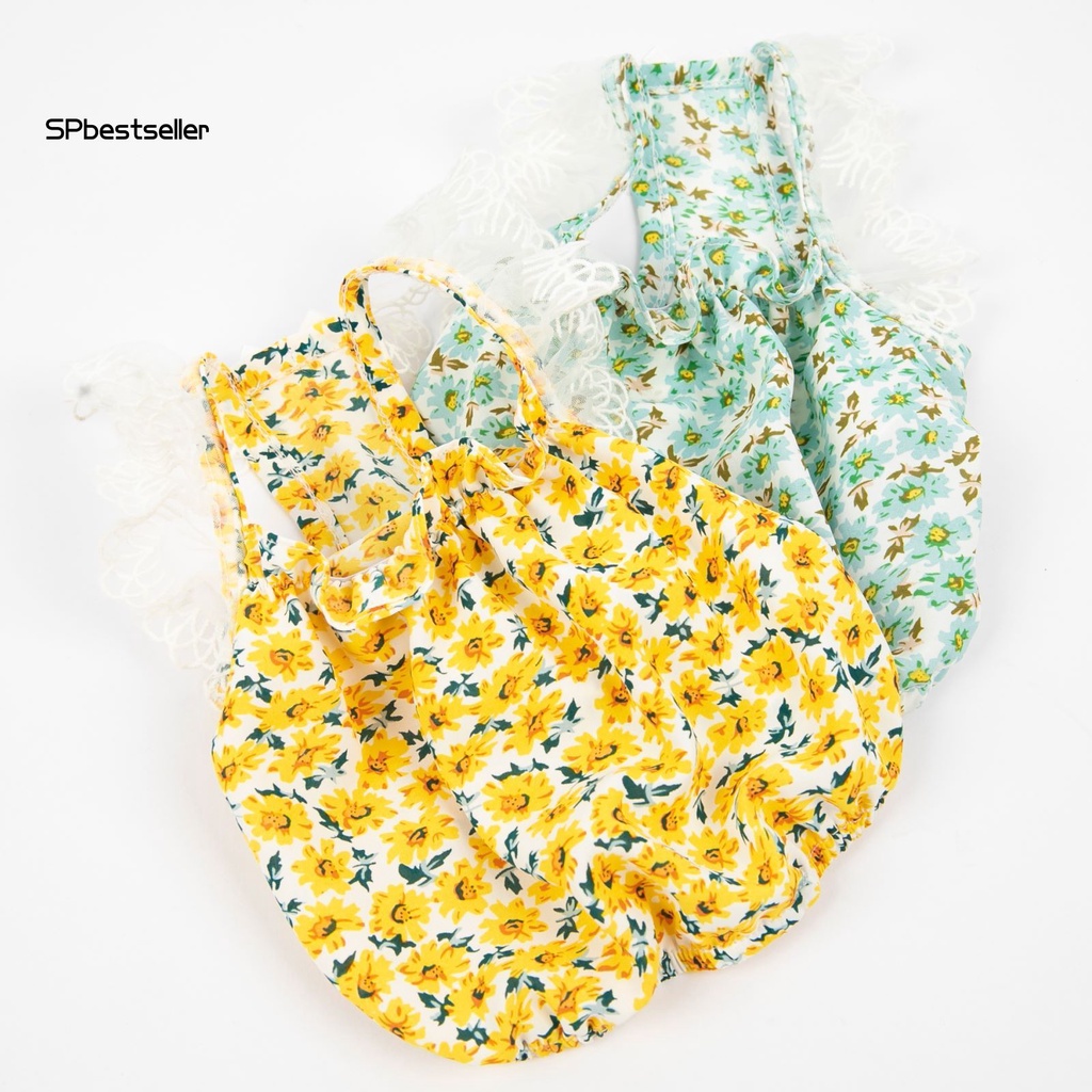 Spbestsellkr Đầm Cotton Màu Sáng In Họa Tiết Hoa Xinh Xắn Cho Thú Cưng Mặc Hàng Ngày