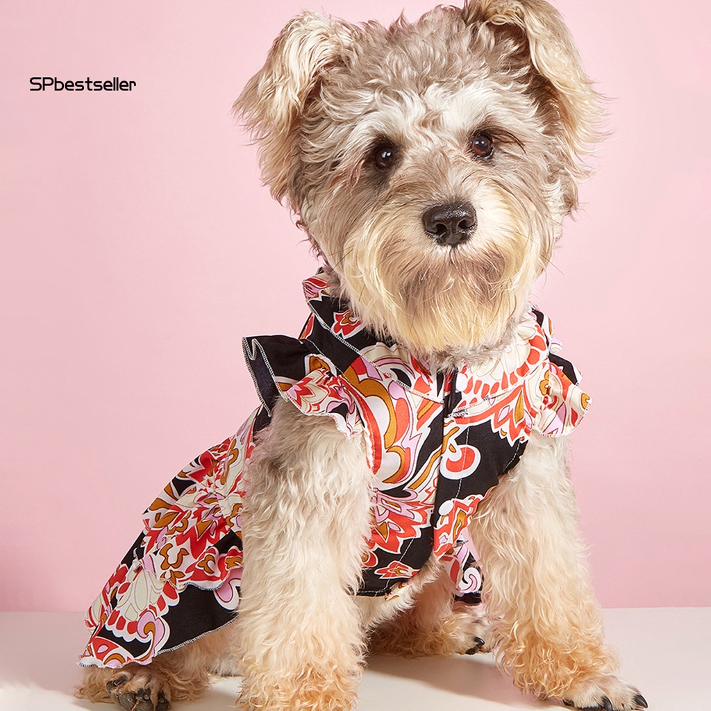 Đầm In Họa Tiết Cổ Điển Thoải Mái Không Nhăn Cho Thú Cưng