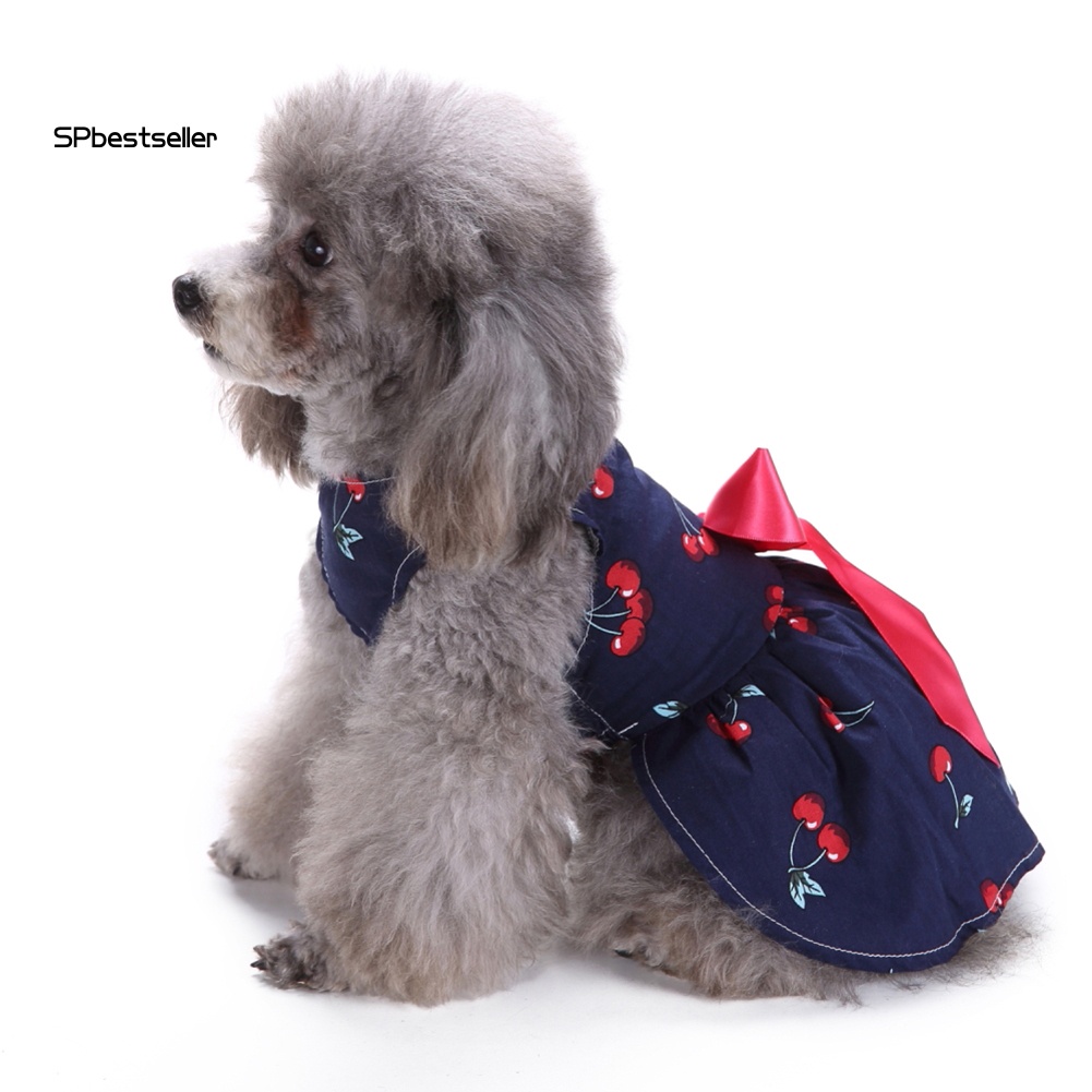 Đầm Công Chúa Không Tay Họa Tiết Cherry Dễ Thương Cho Cún Cưng