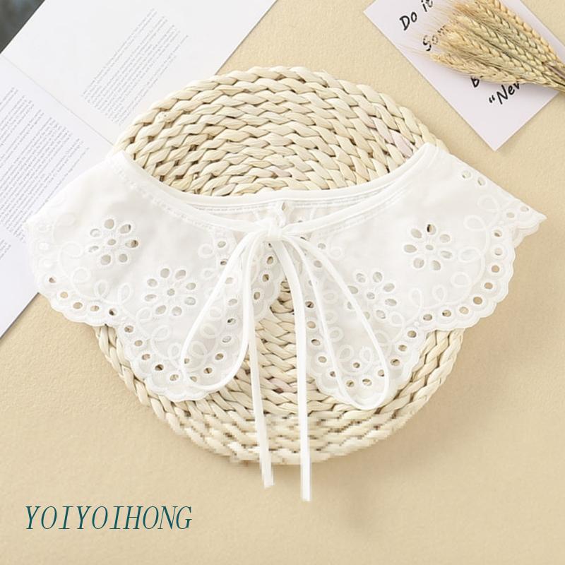 Khăn Choàng Cổ Giả Thêu Hoa Chấm Bi Trắng Dành Cho Nữ