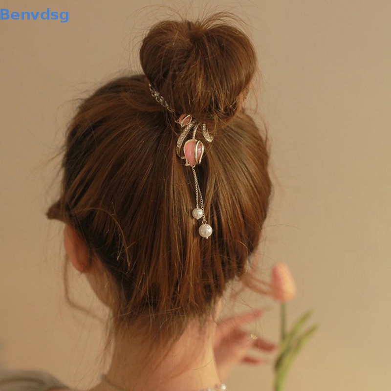 Benvdsg &gt; Kẹp Tóc Đuôi Ngựa Hình Hoa Tulip Tua Rua Mới