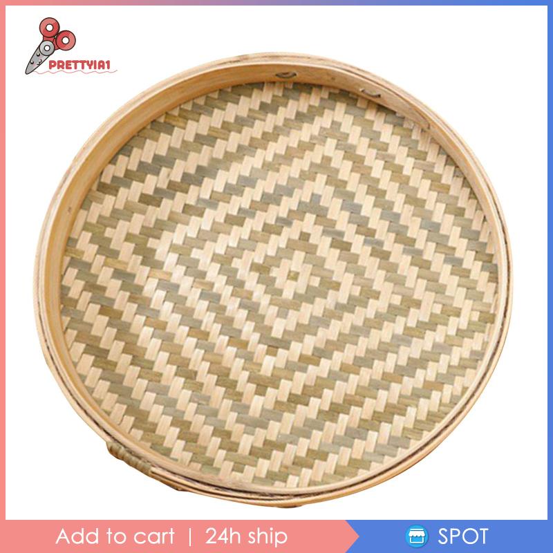 [Prettyia1] Rổ Tre Đan Thủ Công Hình Tròn Đựng Trái Cây Khô / Thức Ăn Trang Trí