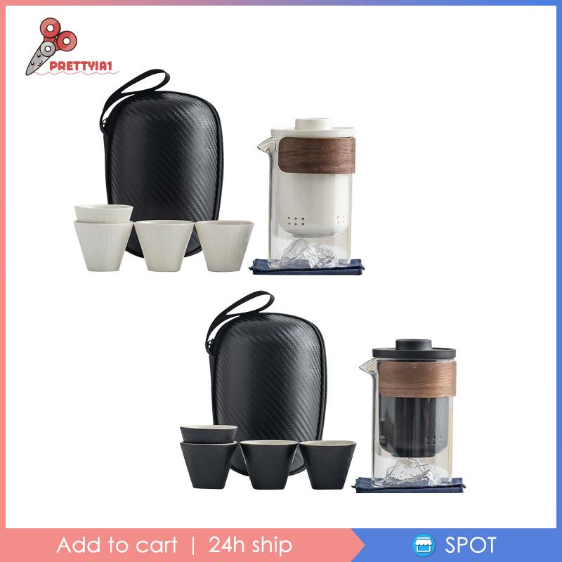 1 Bộ Ấm Chén Trà 4 Tách Trà Mini Phong Cách Trung Hoa Màu Trắng Prettyia1