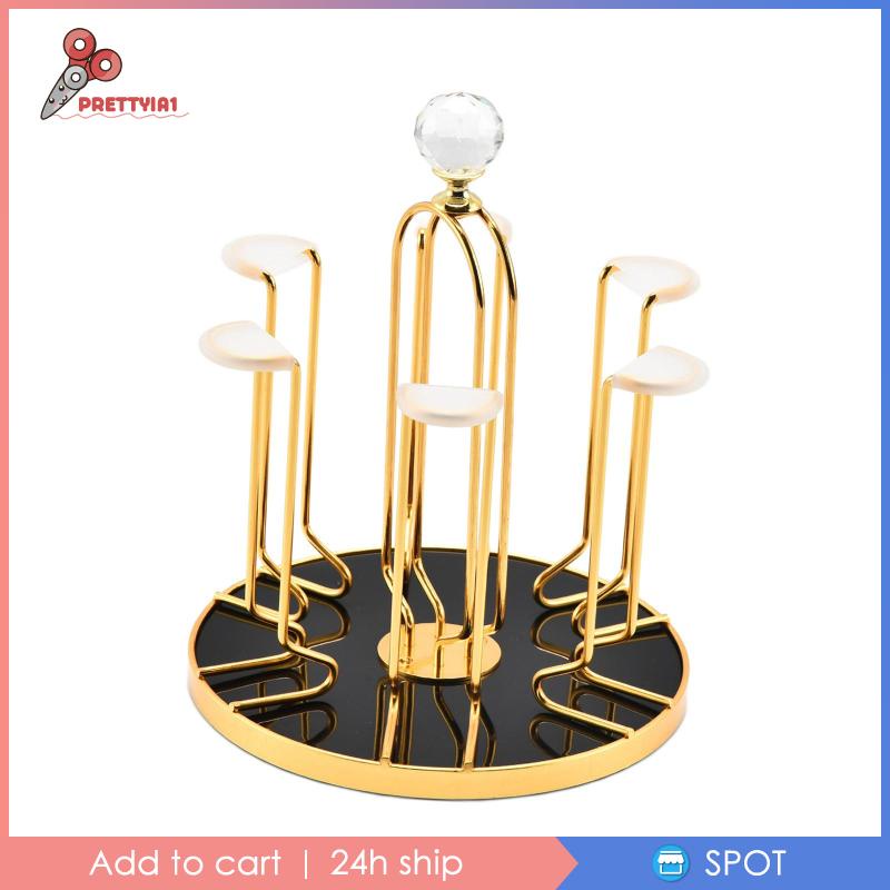 [Prettyia1] Giá Đỡ Cốc 6 Móc Hình Tròn Phong Cách Bắc Âu