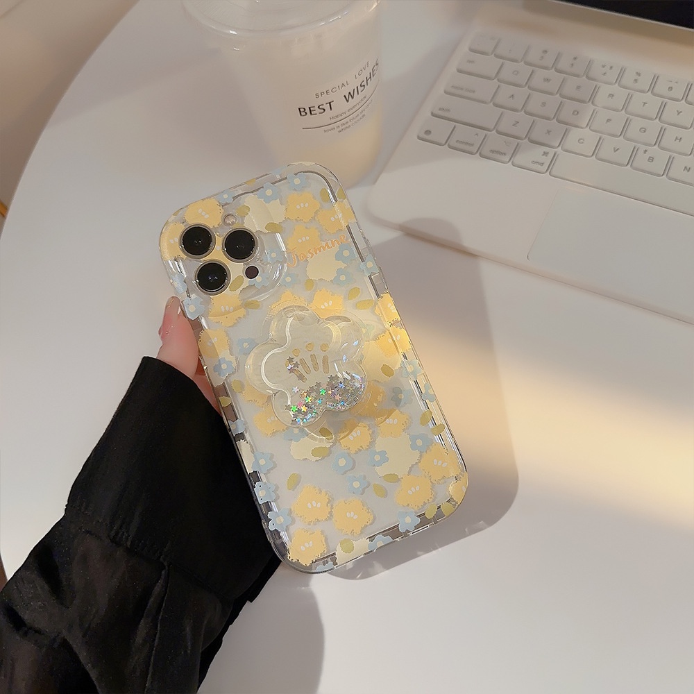 Ốp Điện Thoại Trong Suốt Họa Tiết Hoa Xinh Xắn Kèm Giá Đỡ Cho iphone13 Iphone14promax 11 12 14