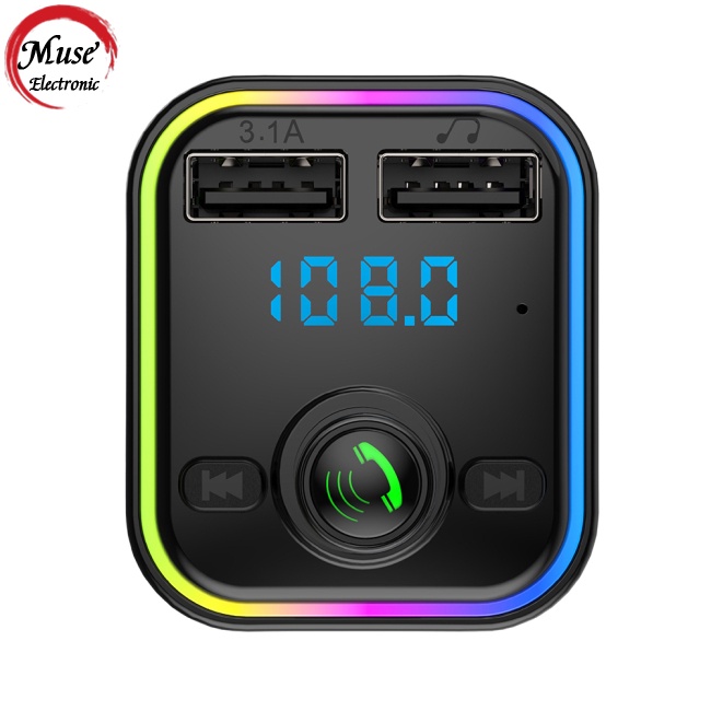 Bộ Phát Fm Bluetooth Không Dây Hai Cổng Usb Có Màn Hình Hiển Thị Điện Áp Cho Xe Hơi