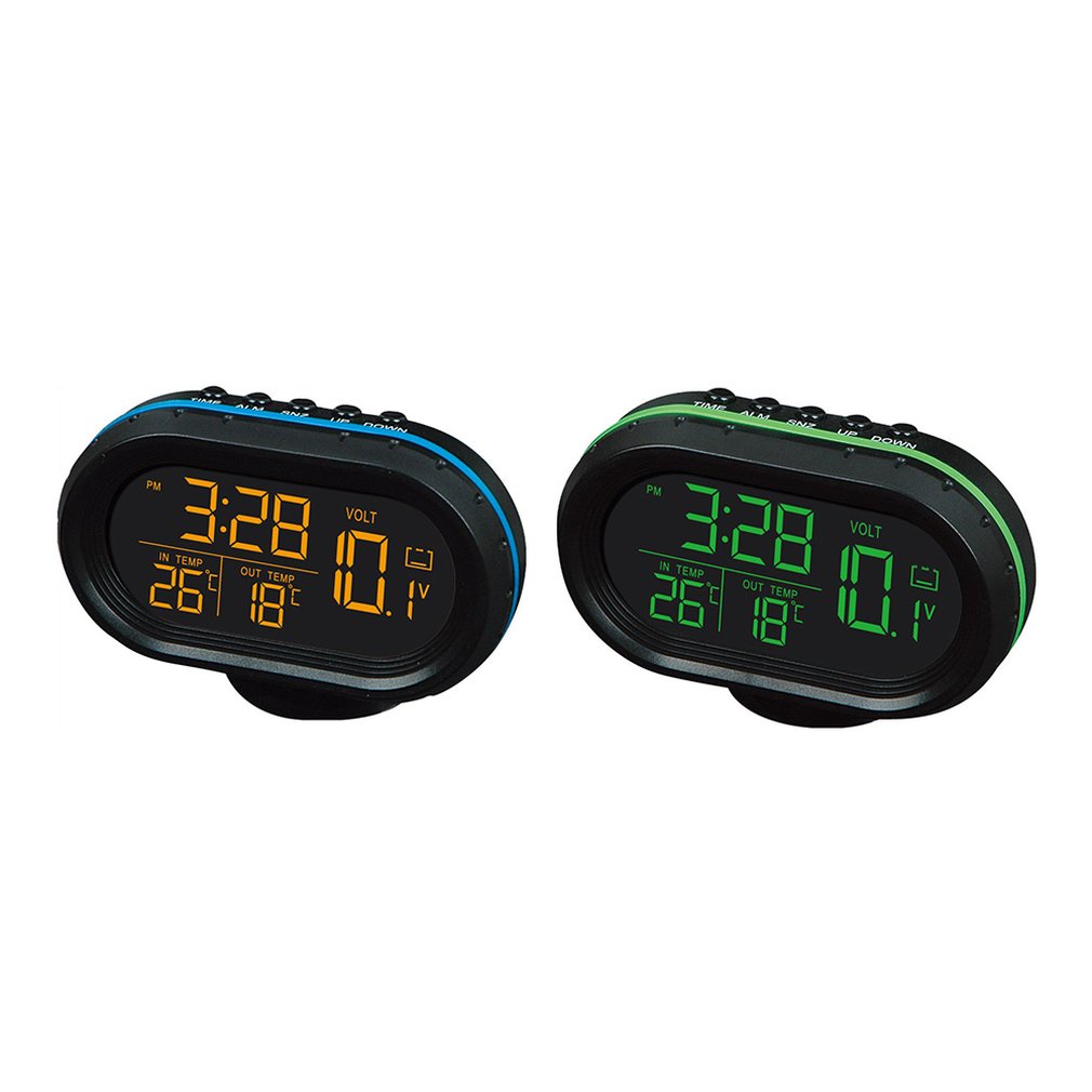 Multi-Function Car Temperature Clock Voltmeter Thermometer Electronic Night Light Supplies [Q/7]