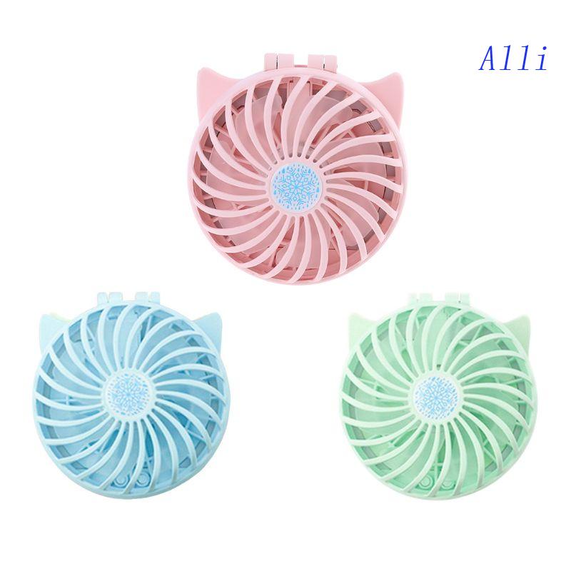 Quạt Mini Kèm Gương Trang Điểm Có Đèn LED