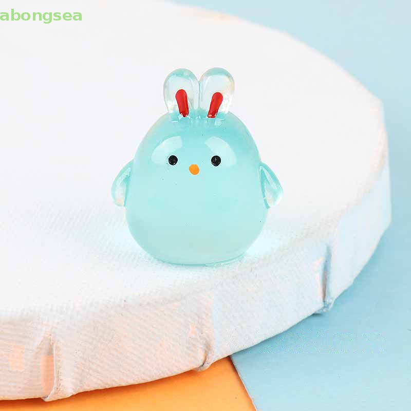 Set 2 Chú Thỏ Hoạt Hình Màu Dạ Quang Trang Trí Tiểu Cảnh