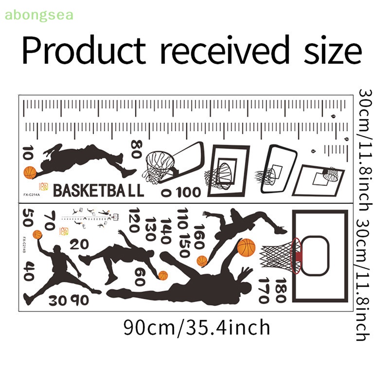 Sticker Dán Tường Đo Chiều Cao Họa Tiết Cậu Bé Chơi Bóng Rổ Bongsea