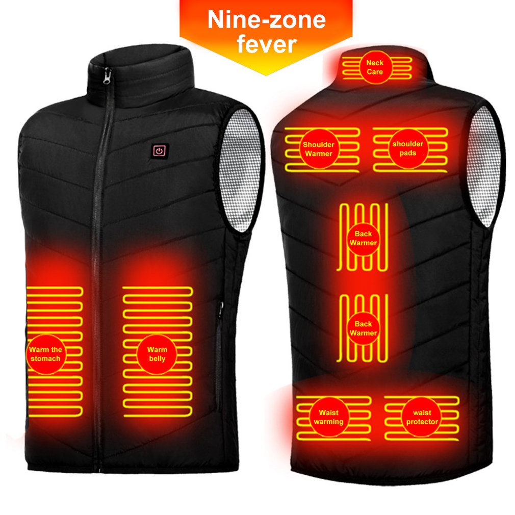 L Intelligent Heating Vest Men'S Winter Electric Clothing Usb Constant Temperature Nine-Zone Jackets [Q/12]