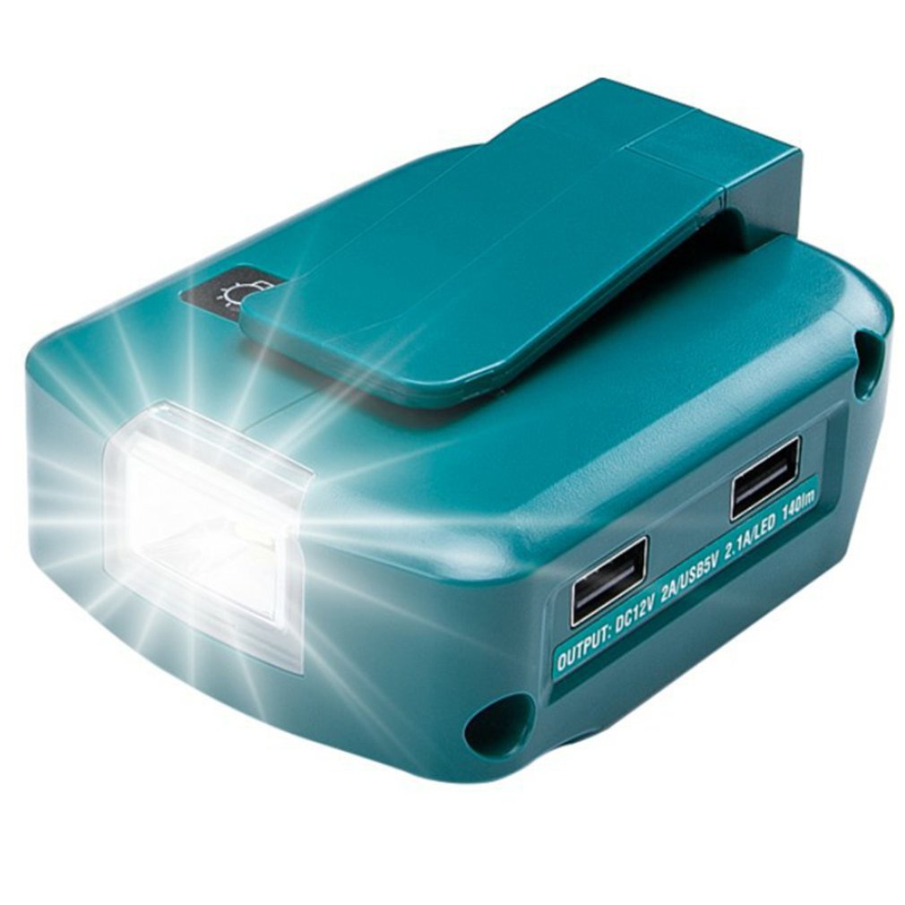 Mt45 14.4V / 18V Li-On Battery Dual Usb Port With Led Light Spotlight Outdoor Flashlight For Makita Batteries [Q/7]