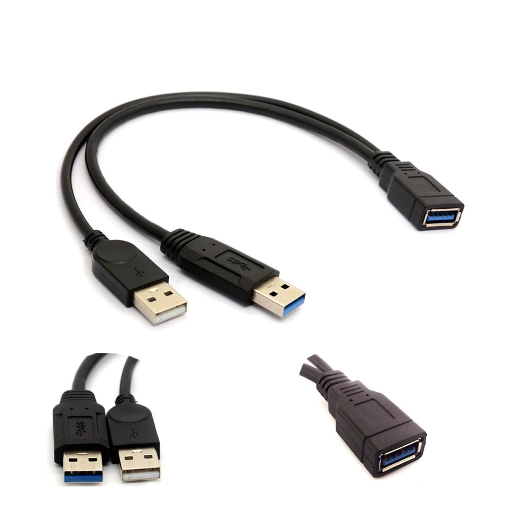 Hw24Usb 3.0 Female To Dual Usb Male Extra Power Data Y Extension Splitter Cable 20Cm [Q/13]