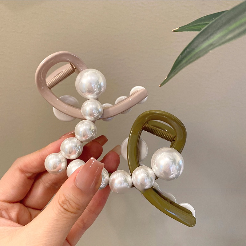 Kẹp Tóc Đính Ngọc Trai Acrylic Phong Cách Pháp Cho Nữ