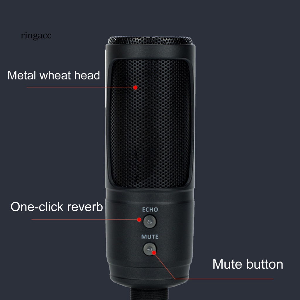 Micro RGA Có Dây Cầm Tay Chống Mất Màu Đen Kèm Giá Đỡ Cho Chơi Game