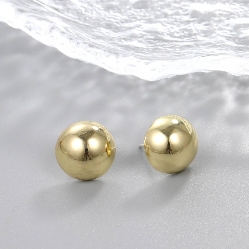 Khuyên Tai Hình Bán Nguyệt Chữ C Dày Dặn Màu Vàng / Bạc Phong Cách Retro Tối Giản