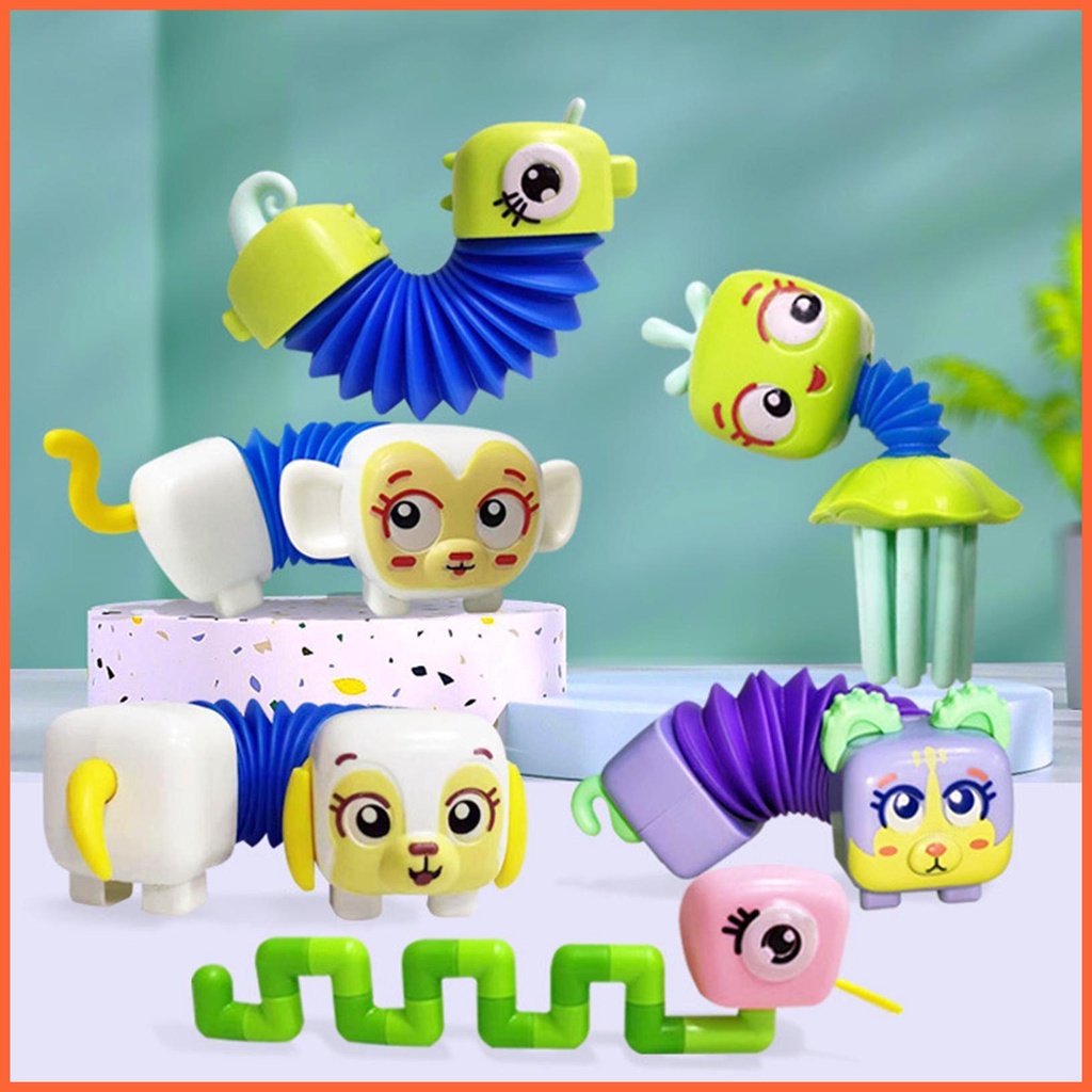 Set 6 Đồ Chơi Giải Tỏa Căng Thẳng Hình Động Vật Dạng Ống Lò Xo