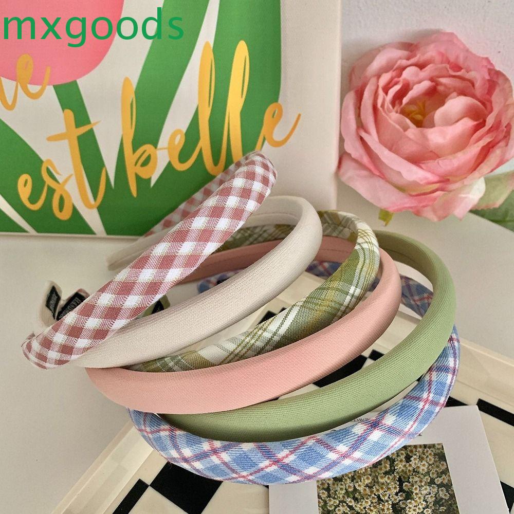 Băng Đô Cài Tóc Rửa Mặt Bằng Xốp Kẻ Sọc Caro Dễ Thương Hợp Thời Trang Cho Bạn Gái