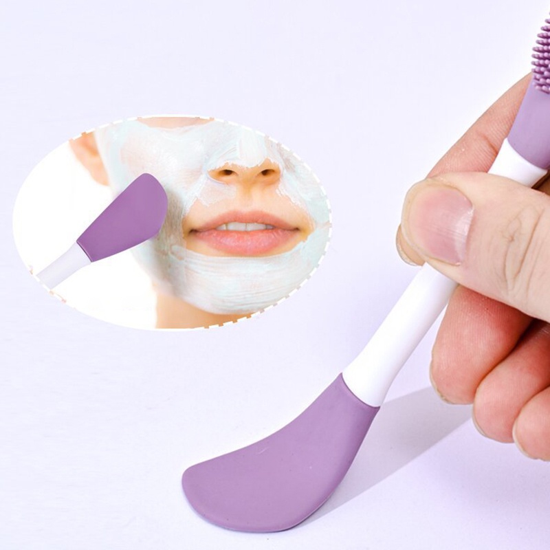 1 Bàn Chải Silicone Hai Đầu Rửa Mặt Tẩy Tế Bào Chết Loại Bỏ Mụn Đầu Đen Làm Sạch Sâu