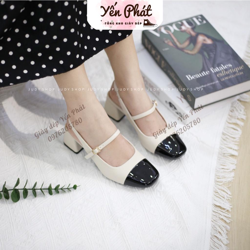 Giày Mary Jane Tiểu Thư Đen Kem Kiểu Dáng Lolita 5 cm MS95-100