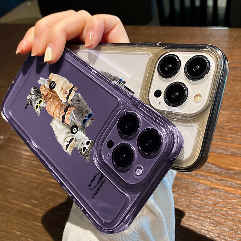 Ốp Điện Thoại TPU Mềm Trong Suốt Chống Sốc Phối Nút Độc Đáo Cho IPhone 11 14 13 12 Pro Max XS X XR 7 + 8 6 6S Plus Sự Bảo Vệ