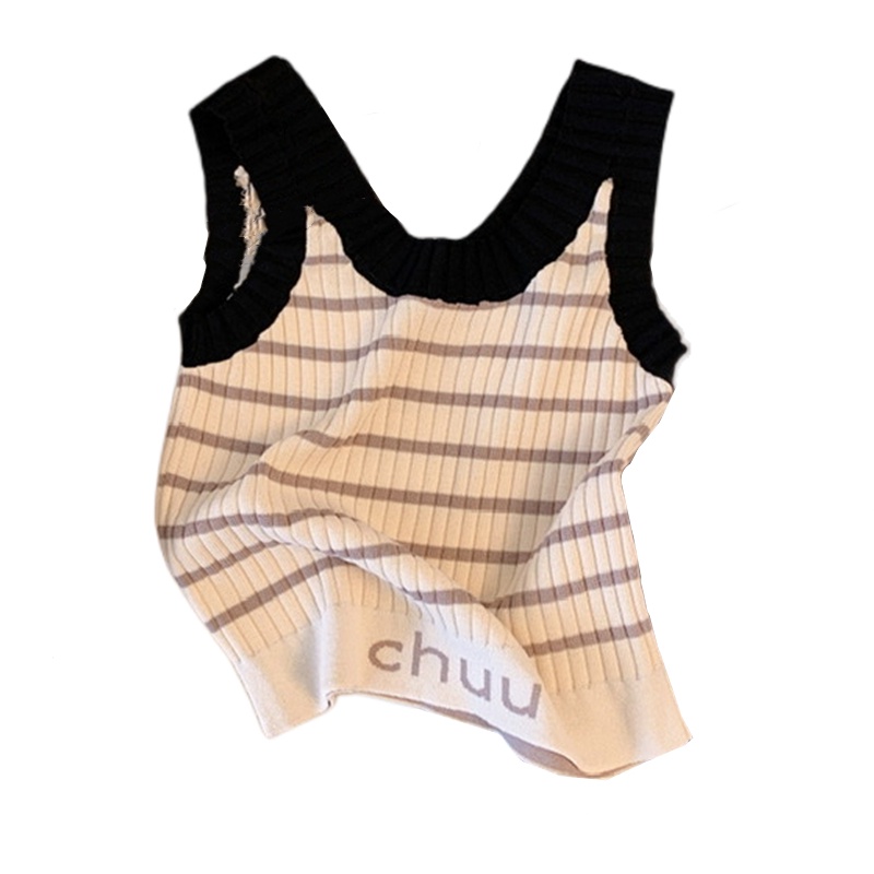 Áo Tank Top Dệt Kim Hoạ Tiết Kẻ Sọc Thời Trang Mùa Hè Phong Cách Hàn Quốc Cho Phái Nữ