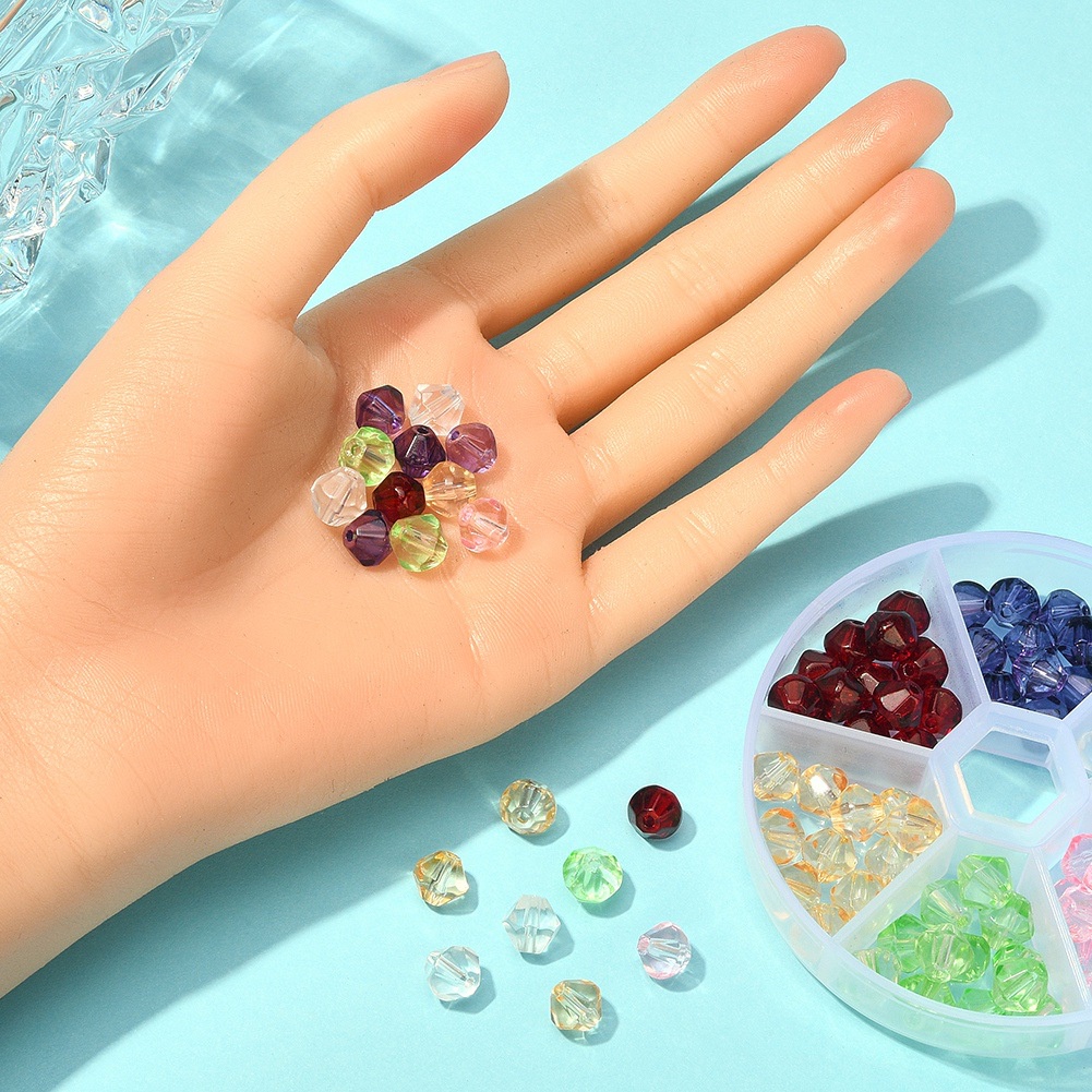 Set 6 Hạt Thủy Tinh Trong Suốt Làm Trang Sức Diy