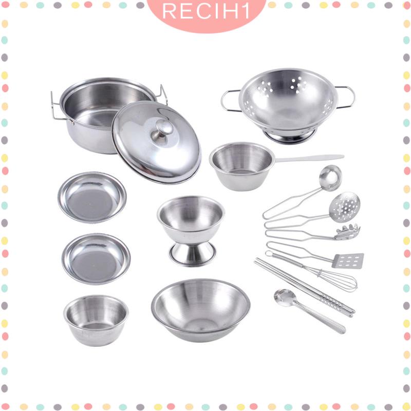 Bộ Đồ Chơi Nấu Ăn 16 Món Bằng Thép Không Gỉ Phát Triển Trí Tuệ Cho Bé 3 Tuổi