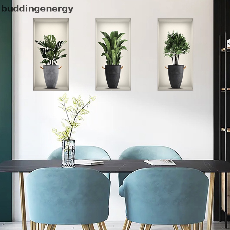 {BUDDI} Set 3 Miếng Dán Tường / Cửa Sổ Giả Cửa Sổ Họa Tiết Cây Xanh 3D {BUDDI}