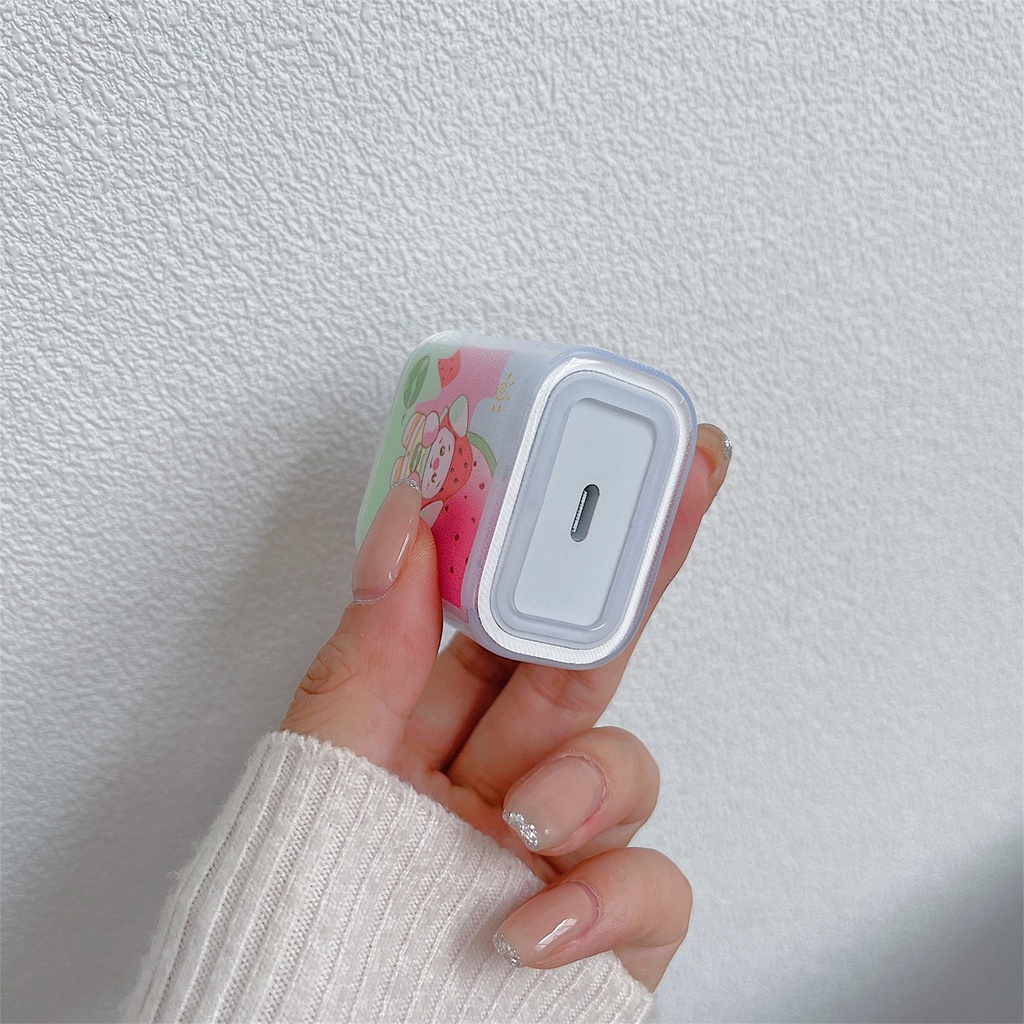 1 Bộ Sạc Mengmenglong Bằng Silicon tpu Mềm Chống Sốc Hình Hoạt Hình Dễ Thương Cho iphone / ipad 18W / 20W