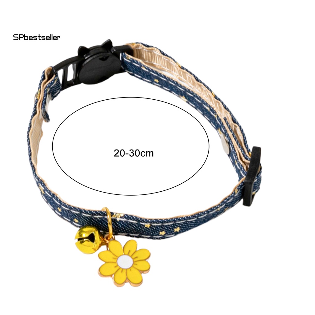 Vòng Cổ Denim Có Khóa Hình Hoa / Chuông Có Thể Điều Chỉnh Cho Mèo Cưng Chụp Ảnh