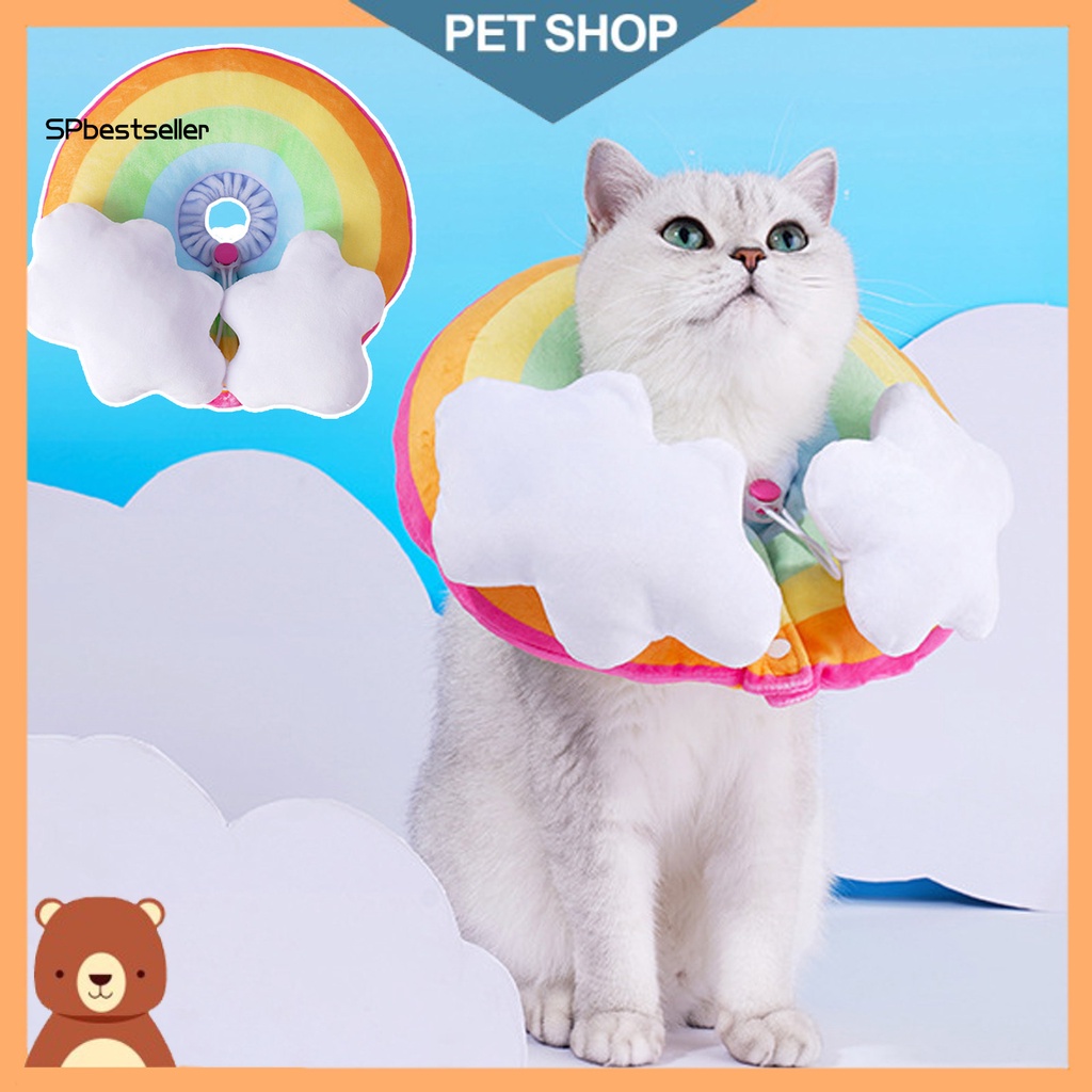 Spbestsellyr Vòng Cổ Dày Dặn Mềm Mại Chống Cắn Hình Đám Mây Cầu Vồng Có Thể Điều Chỉnh Được Cho Cún Cưng