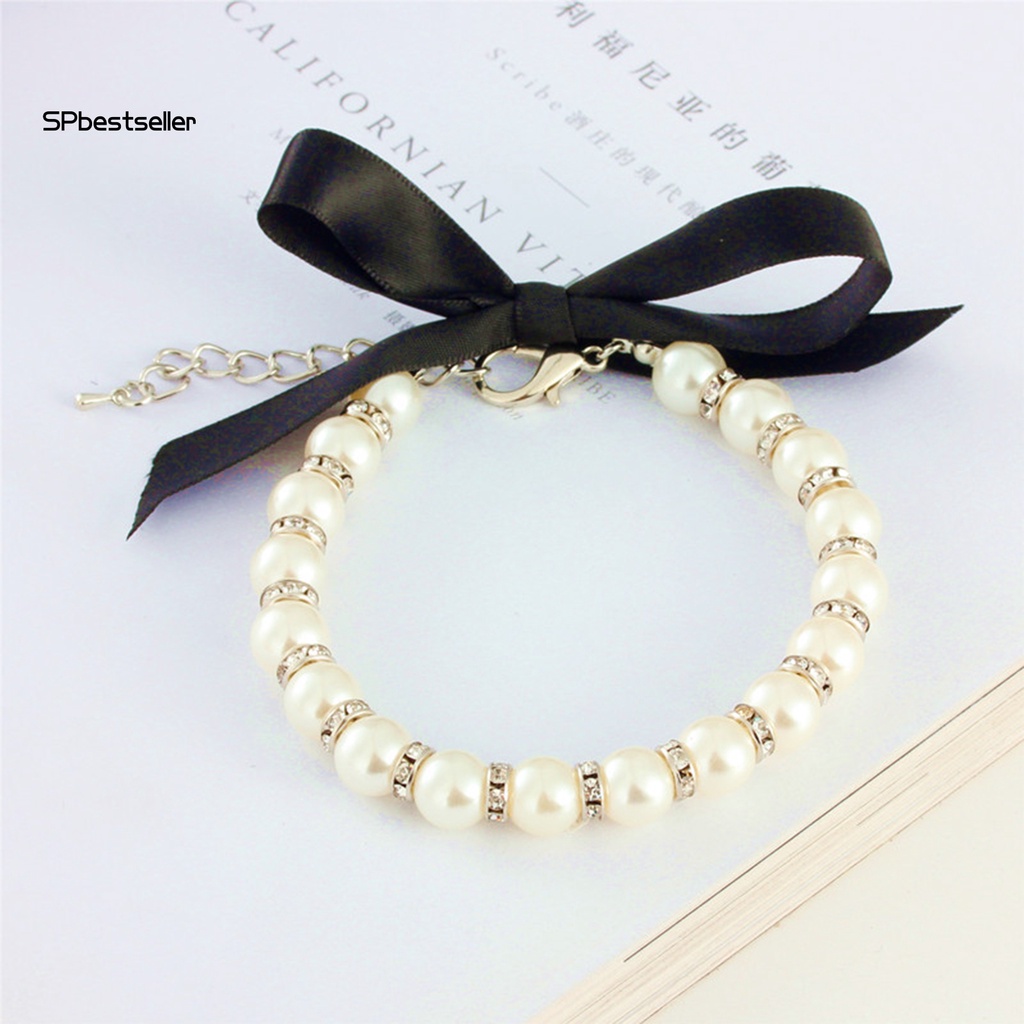 Spbestsellyr Vòng Cổ Bắt Sáng Đính Ngọc Trai Giả Tinh Tế Đáng Yêu Trang Trí Vòng Cổ Cho Thú Cưng Cửa Hàng