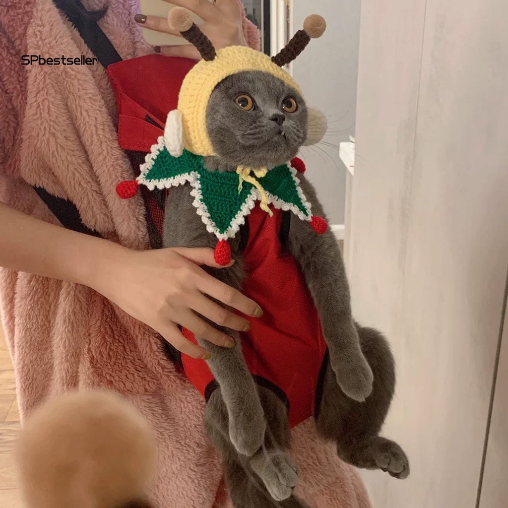 Vòng Cổ Họa Tiết Ngôi Sao Năm Cánh Dệt Kim Thủ Công Có Thể Điều Chỉnh Cho Thú Cưng