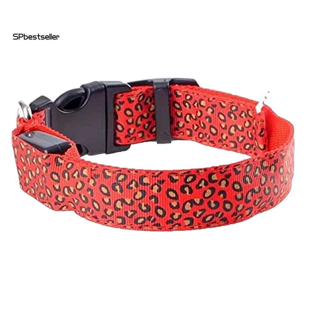 Vòng Cổ Họa Tiết Da Báo Bằng PP Có Đèn LED Dành Cho Cún Cưng