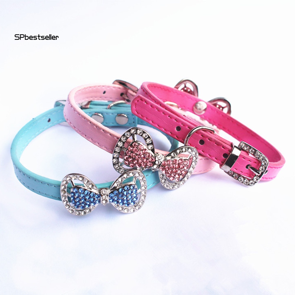 Vòng Cổ Da ĐíNh Đá HìNh Nơ Xinh XắN Cho Thú Cưng